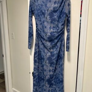 Primark Blue Patterned Long Sleeve Dress
